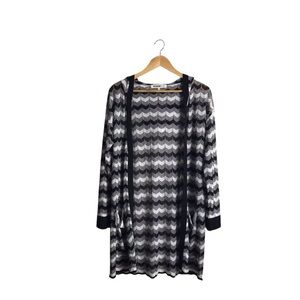 MISSONI C & A XS Zigzag Open Front Hooded Cardigan Pockets‎ Oversized Layering